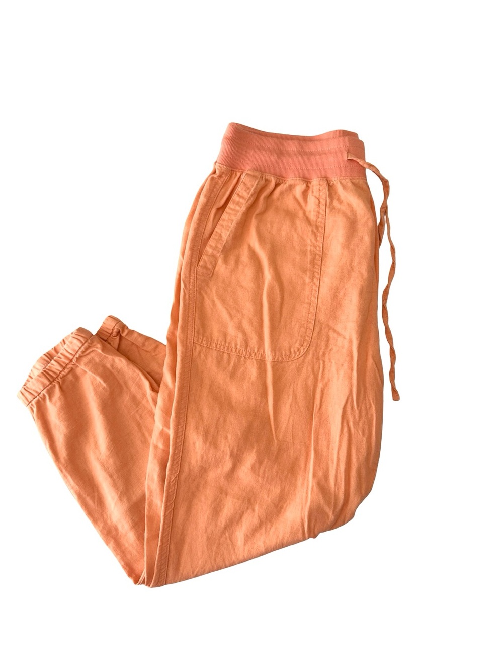 GAP Linen Blend Jogger Pants Medium Paradise Peach Elastic Waist Cropped Beach